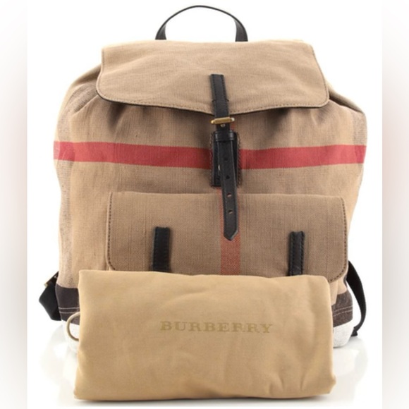 Burberry Brookdale Backpack Mega Check Canvas Medium - Picture 2 of 8